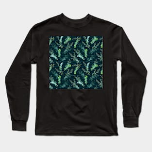 Green Botanical Leaves Long Sleeve T-Shirt